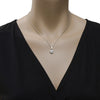 ESTATE .20CT DIAMOND 18KT WHITE GOLD 3D ROUND CLASSIC PAVE LOVE FLOATING PENDANT