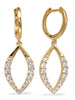 .58CT DIAMOND 14KT YELLOW GOLD GRADUATING OPEN LEAF HUGGIE HOOP HANGING EARRINGS
