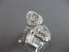 LARGE 1.6CT DIAMOND 14KT WHITE GOLD ROUND & BAGUETTE HEART CRISS CROSS LOVE RING