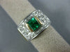 ANTIQUE WIDE 1.25CT DIAMOND & AAA EMERALD 14KT 2 TONE GOLD ENGAGEMENT RING #2008