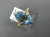 3.74CT DIAMOND & AAA BLUE TOPAZ 14KT YELLOW GOLD MARQUISE & ROUND HALO FUN RING