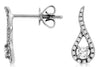 ESTATE .24CT DIAMOND 14KT WHITE GOLD 3D ROUND TEAR DROP FUN HANGING EARRINGS
