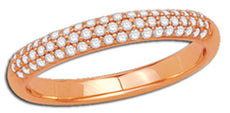 .25CT DIAMOND 14KT ROSE GOLD CLASSIC 3 ROW PAVE SEMI ETERNITY ANNIVERSARY RING