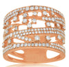 ESTATE WIDE .84CT DIAMOND 14KT ROSE GOLD MULTI ROW CRISS CROSS ANNIVERSARY RING