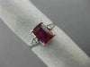 WIDE 1.29CT DIAMOND & AAA RUBY 18KT WHITE GOLD EMERALD CUT SOLITAIRE RING #27636