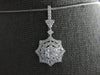 ESTATE LARGE .94CT DIAMOND 18KT WHITE GOLD 3D FLOWER STARBURST FLOATING PENDANT