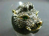 ANTIQUE LARGE 2.39CT COLOR DIAMOND & EMERALD 18KT YELLOW & BLACK GOLD LION RING