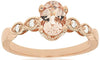 .8CT DIAMOND & AAA MORGANITE 14K ROSE GOLD OVAL & ROUND FILIGREE ENGAGEMENT RING