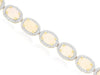 WIDE 7.40CT DIAMOND & AAA OPAL 14K YELLOW GOLD OVAL & ROUND HALO TENNIS BRACELET