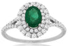 ESTATE 1.20CT DIAMOND 14K WHITE GOLD 3D OVAL & ROUND DOUBLE HALO ENGAGEMENT RING