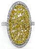 EXTRA LARGE 1.74CT WHITE & FANCY YELLOW DIAMOND 18KT 2 TONE GOLD OVAL FUN RING