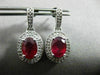 ESTATE 2.15CT DIAMOND & RUBY 14KT WHITE GOLD OVAL HALO MILGRAIN HANGING EARRINGS