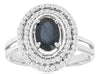 1.33CT DIAMOND & AAA SAPPHIRE 14K WHITE GOLD 3D OVAL DOUBLE HALO ENGAGEMENT RING