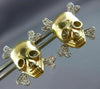 ESTATE LARGE .20CT ROUND DIAMOND 14KT YELLOW GOLD 3D HAPPY SKULL STUD EARRINGS