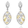 LARGE 1.54CT DIAMOND 18KT 2 TONE GOLD BUTTERFLY TEAR DROP LOVE HANGING EARRINGS