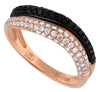 ESTATE WIDE .87CT WHITE & BLACK DIAMOND 18KT ROSE & BLACK GOLD DOUBLE SWIRL RING