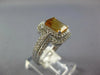 WIDE 2.14CT DIAMOND AAA CITRINE 14KT WHITE GOLD EMERALD CUT HALO ENGAGEMENT RING