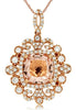 LARGE 2.57CT DIAMOND & AAA MORGANITE 14KT ROSE GOLD 3D CUSHION FLOWER PENDANT