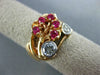 ANTIQUE WIDE .70CT OLD MINE DIAMOND & AAA RUBY 14KT WHITE & ROSE GOLD RING #1652