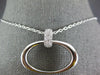 ESTATE LARGE .21CT DIAMOND 18KT WHITE GOLD 3D SIDEWAYS CLASSIC OVAL FUN PENDANT