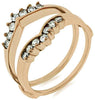 ESTATE .38CT DIAMOND 14KT ROSE GOLD 3D ROUND CLASSIC 2 ROW DOUBLE V INSERT RING