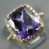ESTATE 4.0CT DIAMOND & AAA CUSHION CUT AMETHYST 14KT ROSE GOLD 3D HALO FUN RING