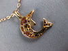 ESTATE .74CT DIAMOND & AAA RUBY 18KT ROSE GOLD HAPPY DOLPHIN FLOATING PENDANT