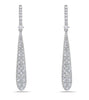 ESTATE 1.30CT DIAMOND 18KT WHITE GOLD ELONGATED TEAR DROP LOVE HANGING EARRINGS