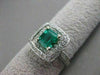ESTATE WIDE 1.63CT DIAMOND & AAA EMERALD 14KT WHITE GOLD SQUARE HALO RING #20487