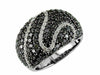 ESTATE WIDE 2.56CT WHITE & BLACK DIAMOND 14K WHITE GOLD MULTI ROW SWIRL FUN RING