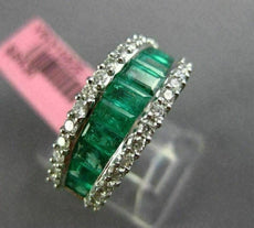 WIDE 2.16CT DIAMOND & AAA EMERALD 18KT WHITE GOLD SEMI ETERNITY ANNIVERSARY RING