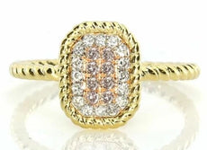 ESTATE .19CT WHITE & PINK DIAMOND 14KT TRI COLOR GOLD PAVE OCTAGON FUN ROPE RING