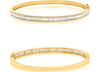1.87CT DIAMOND 14KT YELLOW GOLD ROUND & BAGUETTE SEMI ETERNITY BANGLE BRACELET
