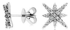 ESTATE .35CT DIAMOND 14KT WHITE GOLD 3D CLASSIC SNOWFLAKE STAR STUD EARRINGS