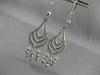 ANTIQUE LONG SEASHELL 14KT WHITE GOLD DIAMOND CUT CHANDELIER EARRINGS #19425