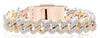 ESTATE WIDE 11.13CT DIAMOND 14K TRI COLOR GOLD CUBAN GEOMETRICAL TENNIS BRACELET