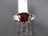 1.58CT DIAMOND AAA RHODOLITE 18K 2 TONE GOLD TRILLION & BAGUETTE ENGAGEMENT RING