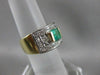 ANTIQUE WIDE 1.25CTW OLD MINE CUT DIAMOND EMERALD 14K GOLD BAND RING 12MM #2008