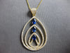 EXTRA LARGE 2.94CT DIAMOND & AAA SAPPHIRE 14KT YELLOW GOLD 3D TEAR DROP PENDANT