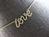 ESTATE .16CT DIAMOND 14KT YELLOW GOLD 3D CLASSIC ROUND LOVE SCRIPT FUN NECKLACE