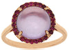 ESTATE 4.13CT AAA AMETHYST & RUBY 14KT ROSE GOLD 3D ROUND CLASSIC HALO FUN RING