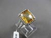 ESTATE 4.95CT DIAMOND & AAA EXTRA FACET YELLOW TOPAZ 14K WHITE GOLD 3D HALO RING