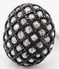 EXTRA LARGE 6.10CT ROSE CUT & BLACK DIAMOND 18K WHITE GOLD 3D MULTI ROW FUN RING
