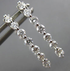.95CT DIAMOND 18K WHITE GOLD 3D OVAL INSIDE OUT SHARE PRONG HOOP HUGGIE EARRINGS