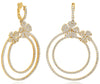 LARGE 3.98CT DIAMOND 14KT ROSE GOLD DOUBLE FLOWER CIRCULAR FUN HANGING EARRINGS