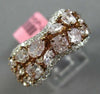 ESTATE WIDE 4.17CT WHITE & PINK DIAMOND 18KT WHITE GOLD CLUSTER ANNIVERSARY RING