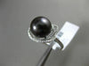 ESTATE LARGE .19CT DIAMOND 14K WHITE GOLD 3D TAHITIAN PEARL FLOWER SOLITARE RING