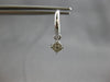 ESTATE .19CT DIAMOND 14KT WHITE GOLD 3D CLASSIC FLOWER HUGGIE HANGING EARRINGS