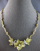 ANTIQUE LARGE .65CT DIAMOND 18KT 2 TONE GOLD HANDCRAFTED FLOWER NECKLACE #28049