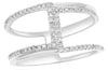 ESTATE .31CT DIAMOND 14KT WHITE GOLD 3D CLASSIC DOUBLE BAR CRISS CROSS LOVE RING